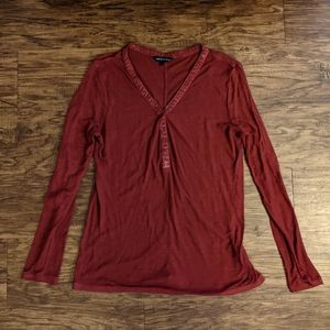 Rock & Republic V Neck Maroon Long Sleeve